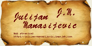 Julijan Manasijević vizit kartica